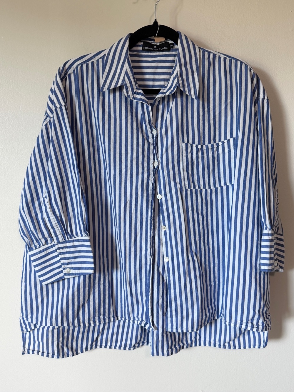 Pomander Place Blue and White Striped Button-Down Shirt